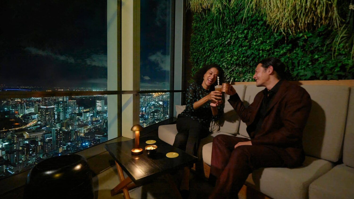 Rooftop Bar overlooking Tokyo at night