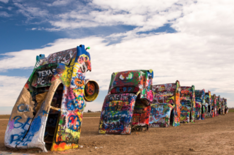 Cadillac Ranch Along Route 66 In Amarillo Texas