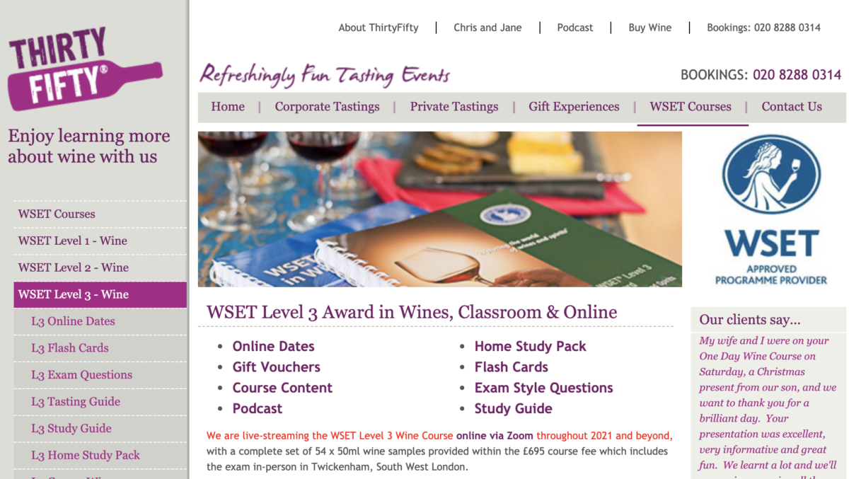 Thirty Fifty WSET 3 Wine Course